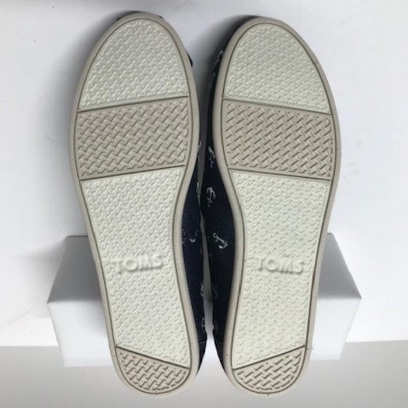 TOMS Navy Blue & White Anchor Embroidered Alpargata Slip-ons - Picture 14 of 16